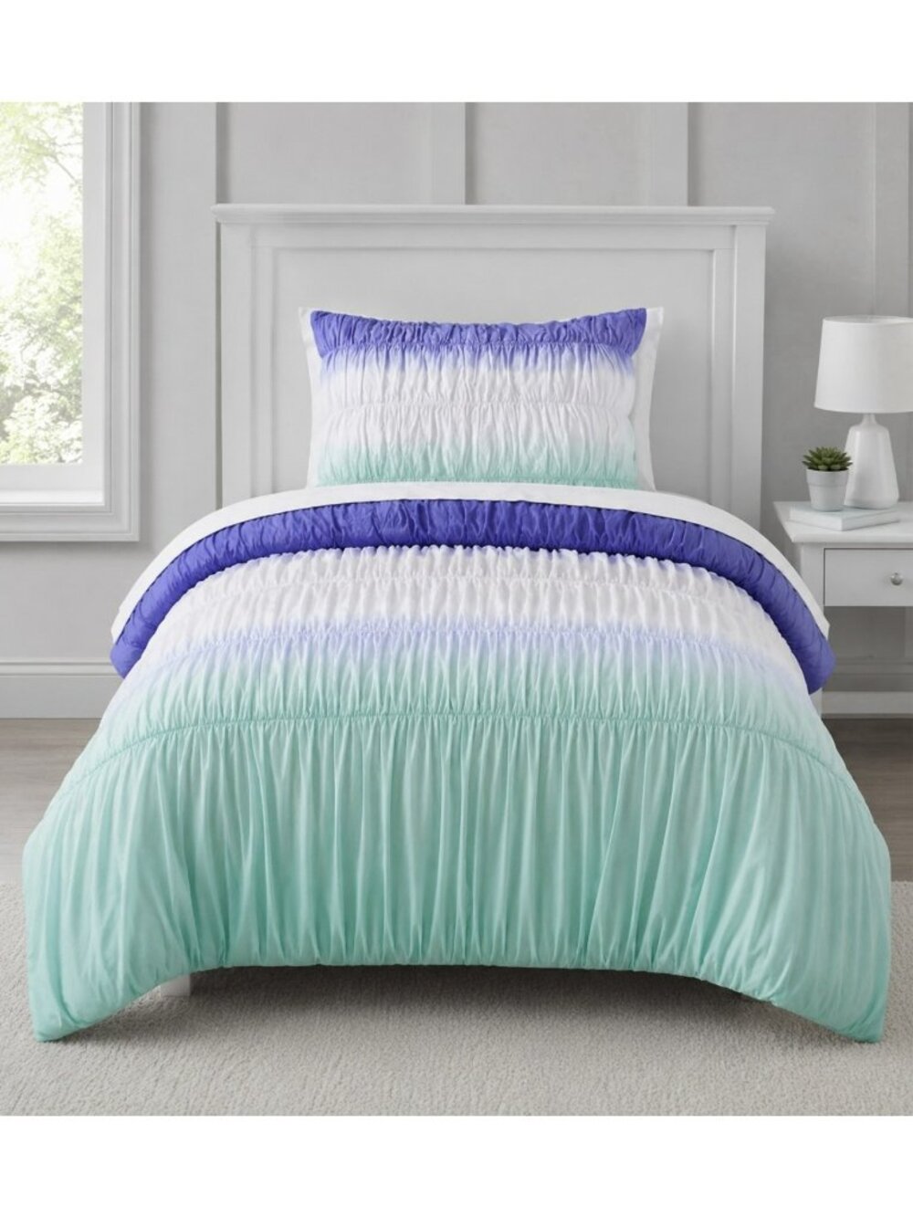 Pottery Barn Teen Surf Dip Dye Ruched Duvet Cover TWIN & 1 Sham Set NWT